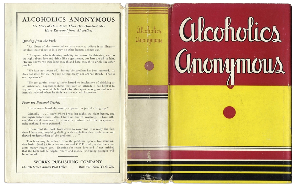 First Edition, First Printing of Alcoholics Anonymous ''Big Book'' -- One of Less Than 2,000 Copies, Scarce in Original First Printing Dust Jacket